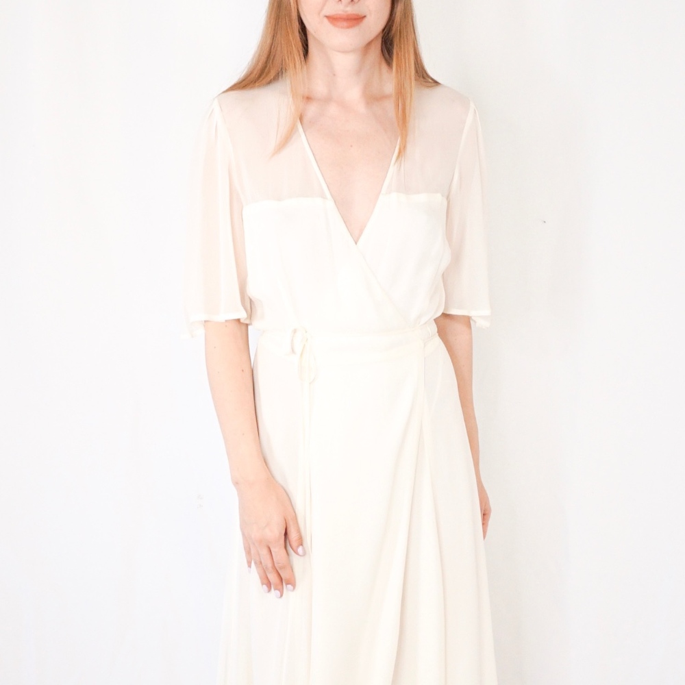 REFORMATION Julienne Ivory Bridal Wrap Dress 1188 - Picture 2 of 8